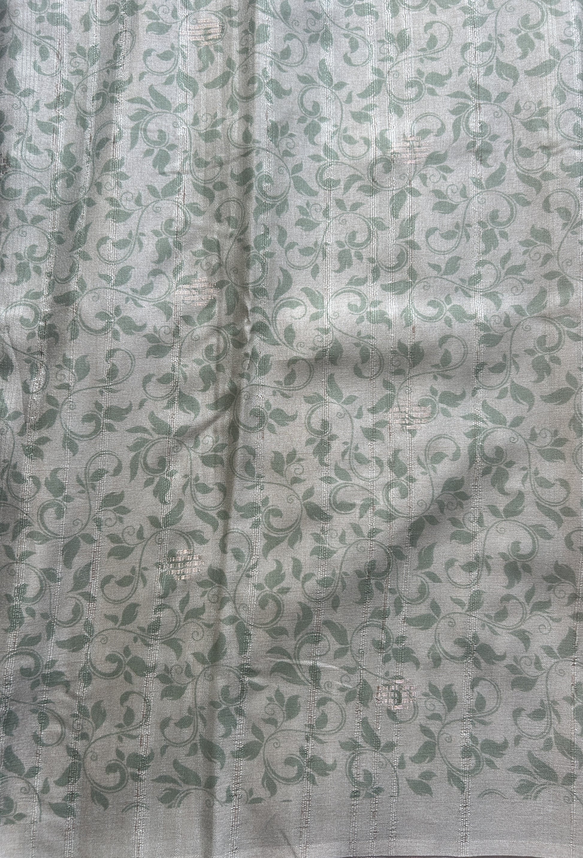 Semi Tussar Saree Light Green Colored Elegantly Paired with a Borderless. - Sampradaya Designer Studio