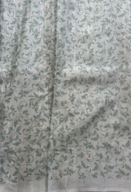 Semi Tussar Saree Sea Green Colored Elegantly Paired with a Borderless. - Sampradaya Designer Studio