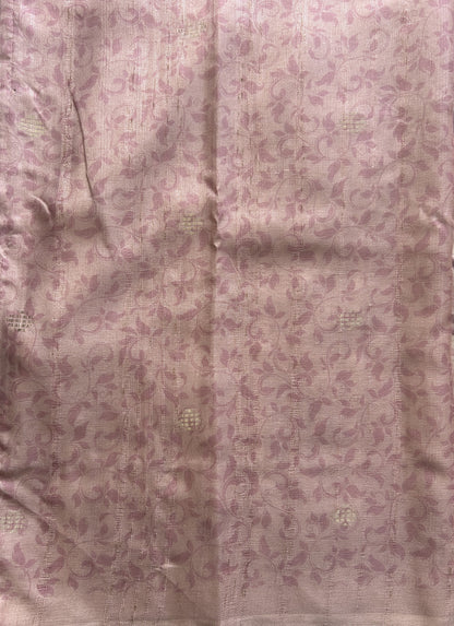 Semi Tussar Saree Light Pink Colored Elegantly Paired with a Borderless. - Sampradaya Designer Studio