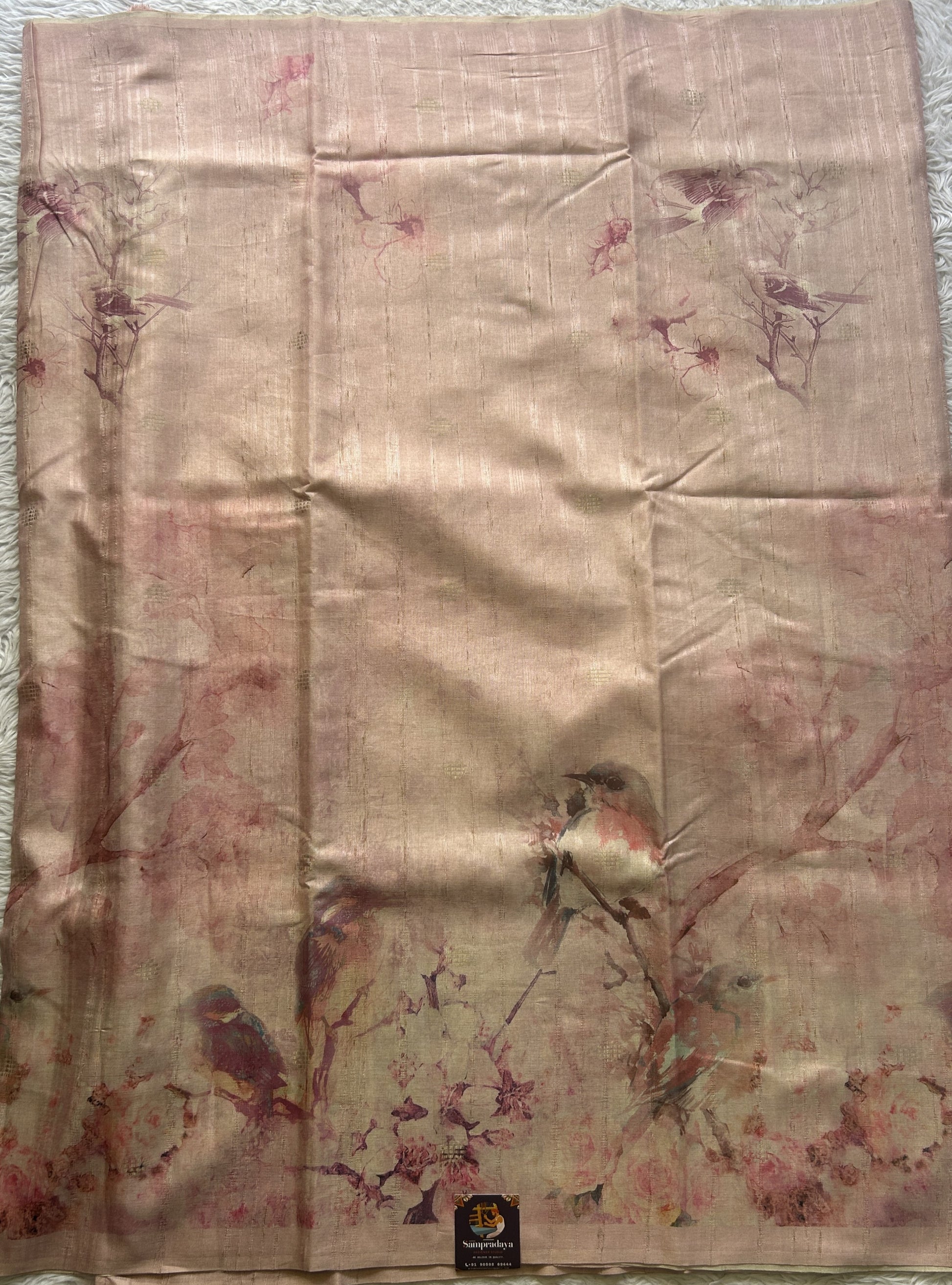 Semi Tussar Saree Light Pink Colored Elegantly Paired with a Borderless. - Sampradaya Designer Studio
