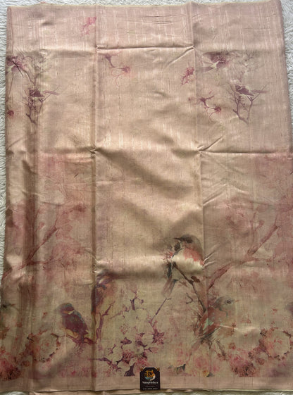 Semi Tussar Saree Light Pink Colored Elegantly Paired with a Borderless. - Sampradaya Designer Studio
