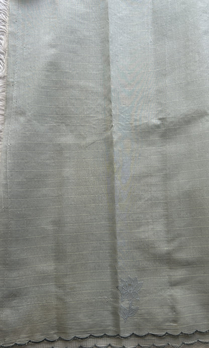 Silk kota Saree Ash colored Elegantly Paired with a Scallop Border. - Sampradaya Designer Studio