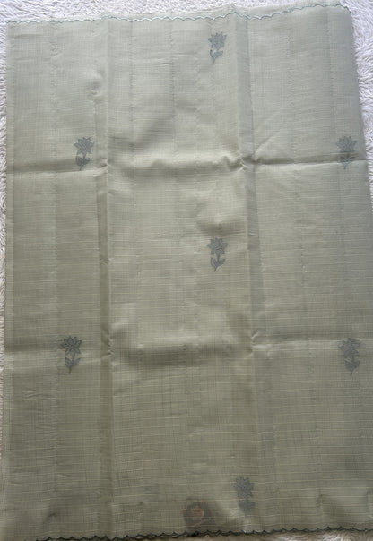 Silk kota Saree Ash colored Elegantly Paired with a Scallop Border. - Sampradaya Designer Studio