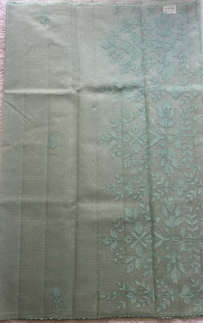 Silk kota Saree Light Mint colored Elegantly Paired with a Scallop Border. - Sampradaya Designer Studio