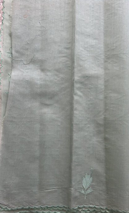 Silk kota Saree Light Mint colored Elegantly Paired with a Scallop Border. - Sampradaya Designer Studio