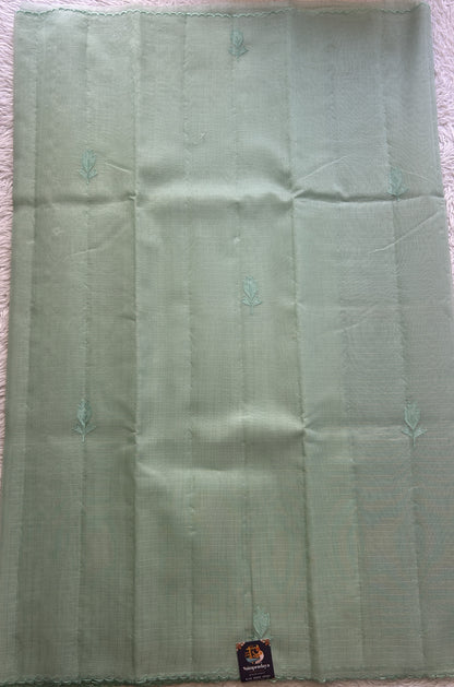 Silk kota Saree Light Mint colored Elegantly Paired with a Scallop Border. - Sampradaya Designer Studio