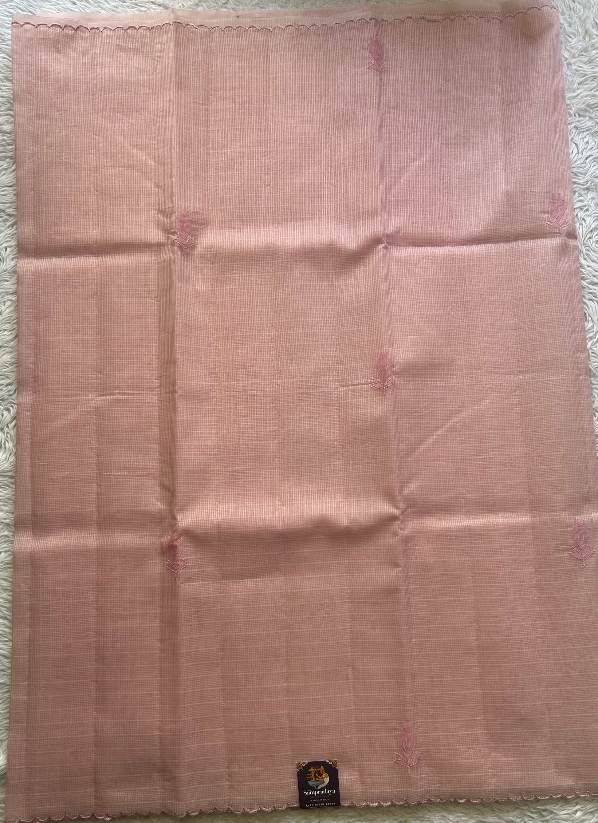 Silk kota Saree Gray colored Elegantly Paired with a Scallop Border. - Sampradaya Designer Studio