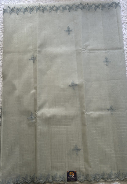 Silk kota Saree Gray colored Complemented with a Applique Border. - Sampradaya Designer Studio