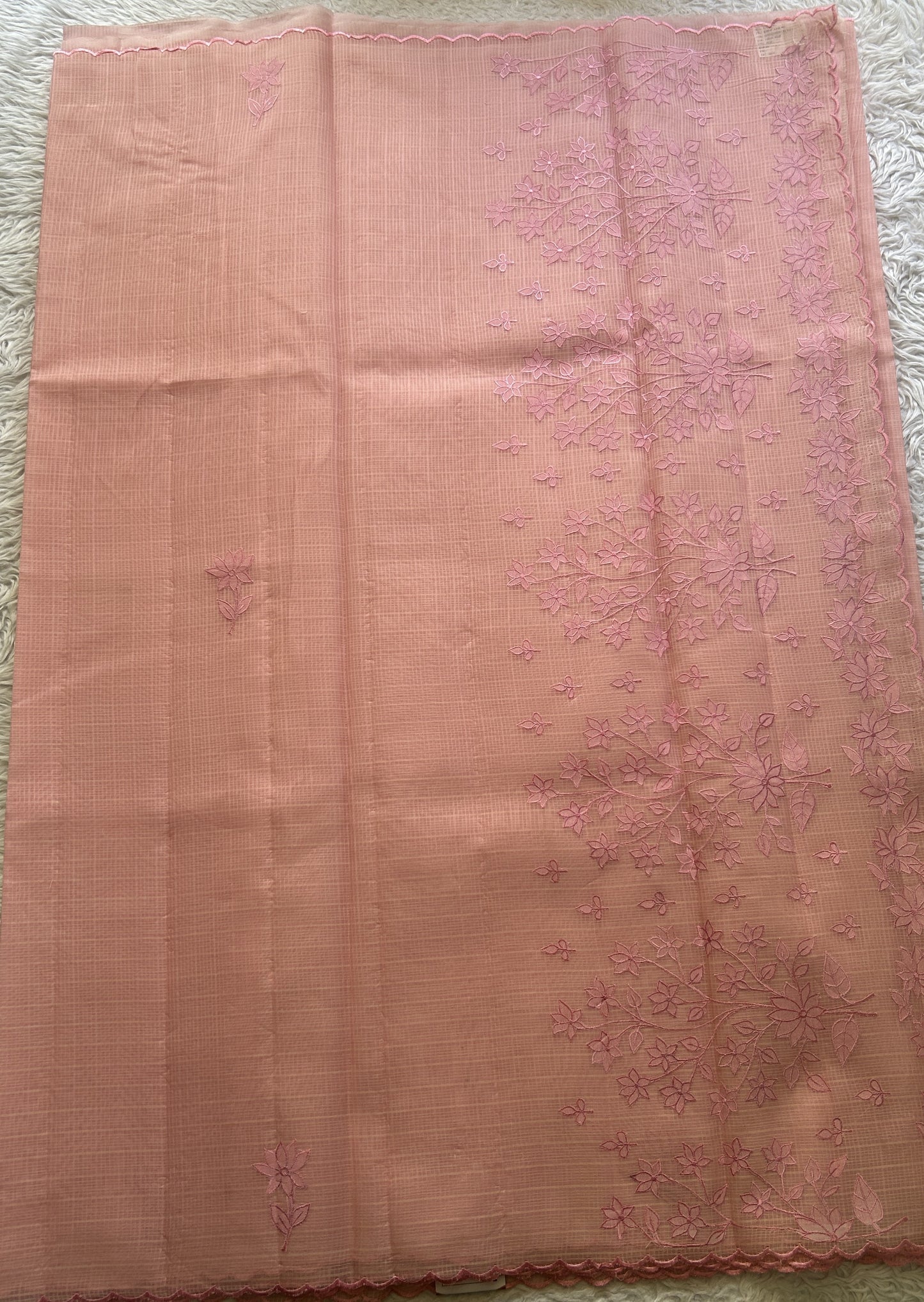Silk kota Saree Light Pink colored Complemented with a Scallop Border. - Sampradaya Designer Studio