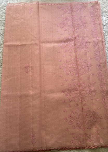 Silk kota Saree Light Pink colored Complemented with a Scallop Border. - Sampradaya Designer Studio