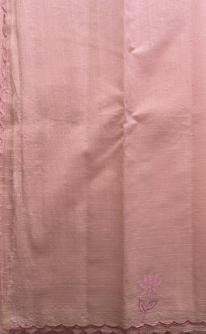 Silk kota Saree Light Pink colored Complemented with a Scallop Border. - Sampradaya Designer Studio