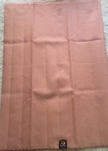 Silk kota Saree Light Pink colored Complemented with a Scallop Border. - Sampradaya Designer Studio