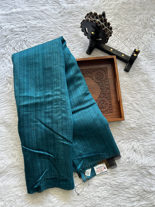 Pure Matka and Muslin Saree Ink Blue Colored Complemented with a Borderless. - Sampradaya Designer Studio