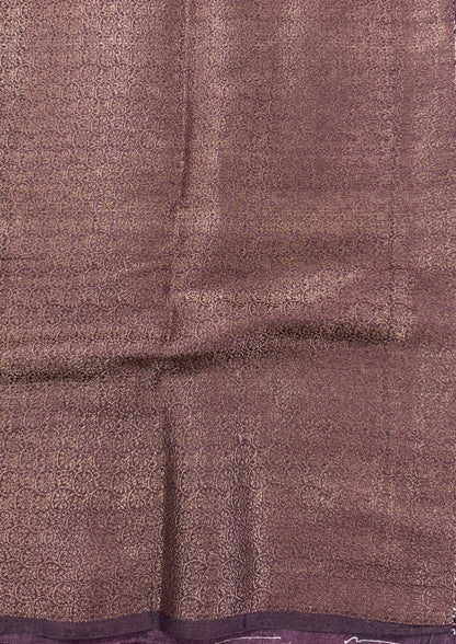 Semi Tussar Silk Saree -Warm Plum color with Gold Zari Border - Elegant Fancy Saree for Party & Office Wear