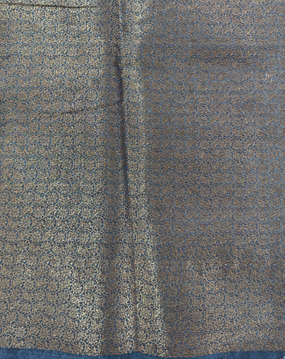 Semi Tussar Silk Saree -Black color with Gold Zari Border - Elegant Fancy Saree for Party & Office Wear