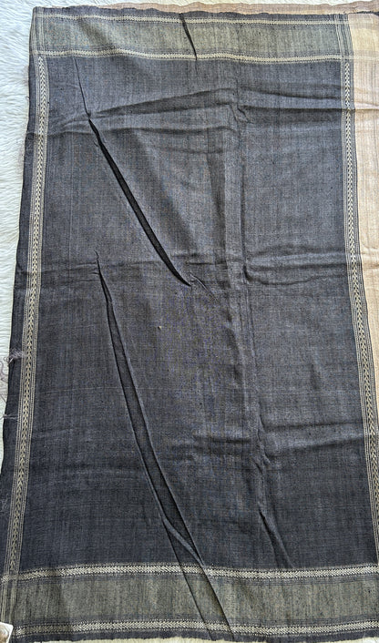 Pure Matka and Muslin Saree Beige Colored Complemented with a Thread Border. - Sampradaya Designer Studio