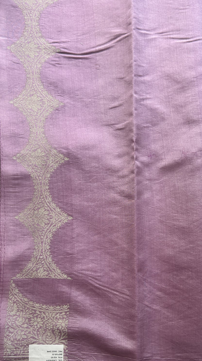 Banarasi Tissue Kora Saree Light Lavender Colored Complemented with a Zari Border. - Sampradaya Designer Studio