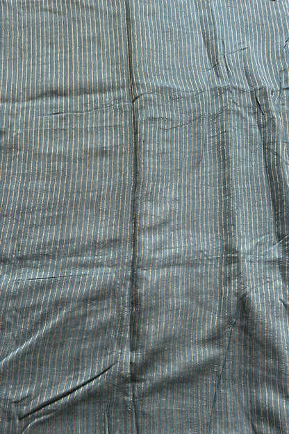 Pure Matka and Muslin Saree Ink Blue Colored Complemented with a Borderless. - Sampradaya Designer Studio