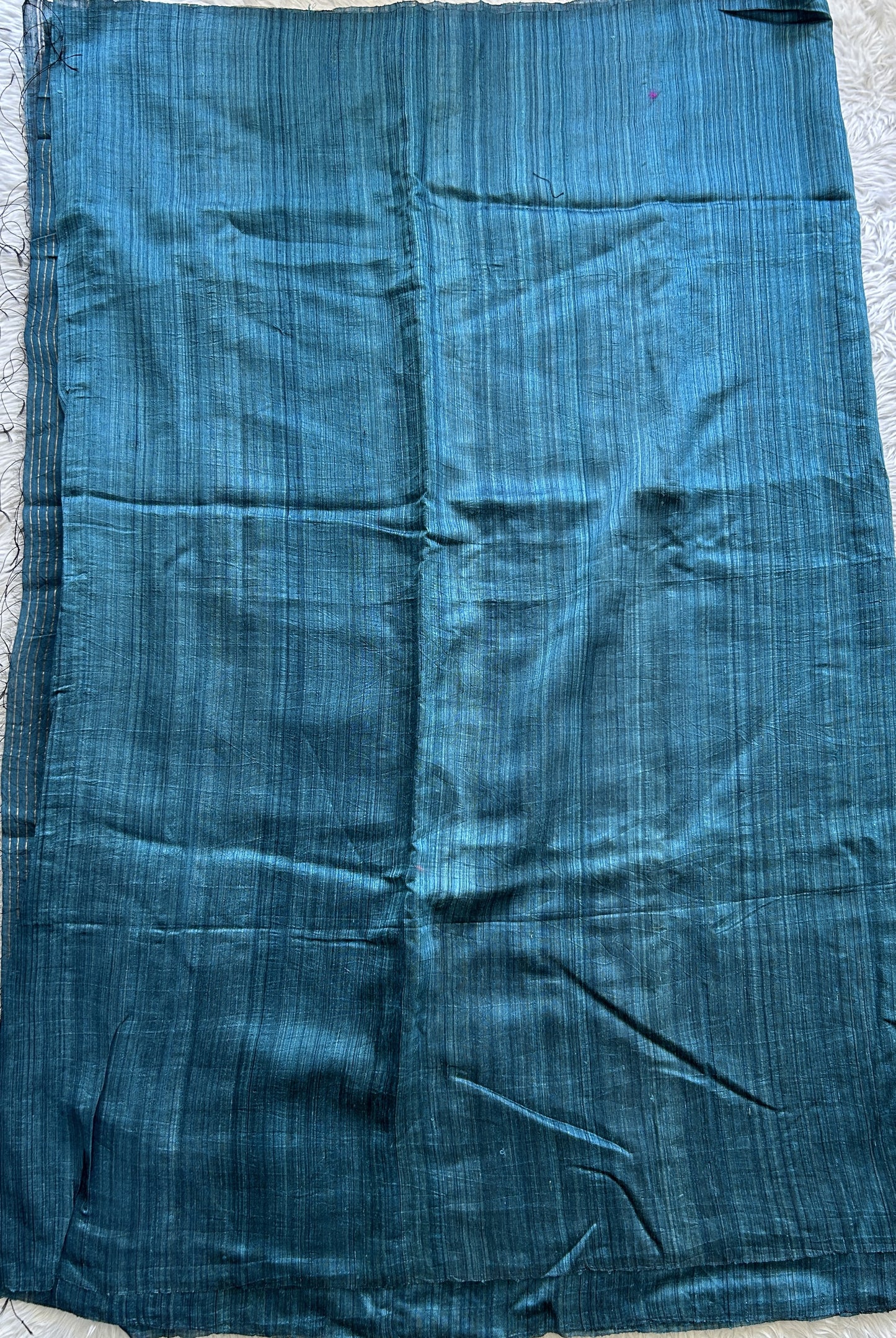 Pure Matka and Muslin Saree Ink Blue Colored Complemented with a Borderless. - Sampradaya Designer Studio