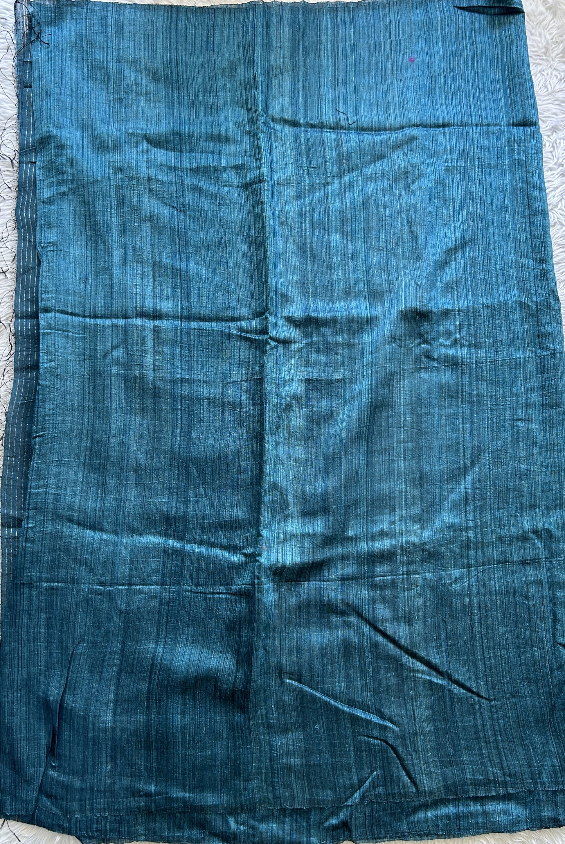 Pure Matka and Muslin Saree Ink Blue Colored Complemented with a Borderless. - Sampradaya Designer Studio