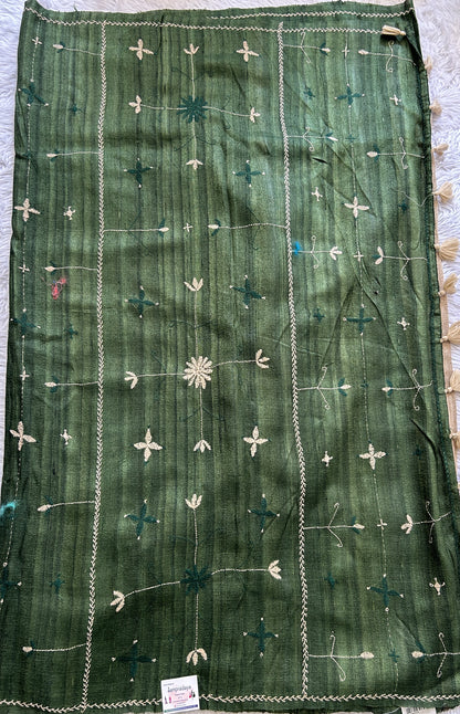Pure Matka and Muslin Saree Tie and Dye Colored Complemented with a Thread Border. - Sampradaya Designer Studio