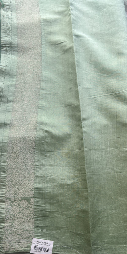 Banarasi Tissue Kora Saree Light Green Colored Complemented with a Zari Border. - Sampradaya Designer Studio
