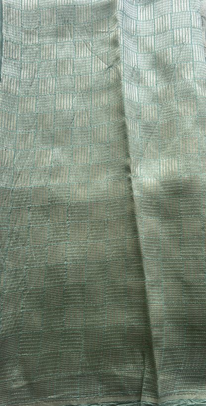 Banarasi Tissue Kora Saree Light Blue Colored Complemented with a Zari Border. - Sampradaya Designer Studio