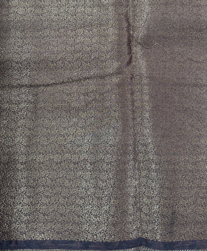 Semi Tussar Silk Saree -Brown color with Gold Zari Border - Elegant Fancy Saree for Party & Office Wear