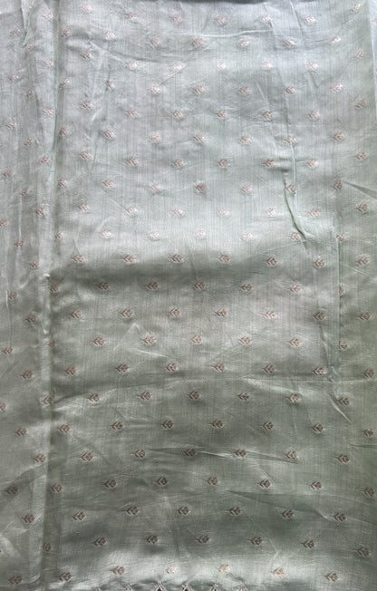 Banarasi Tissue Kora Saree Parrot Green Colored Complemented with a Scallop Border. - Sampradaya Designer Studio