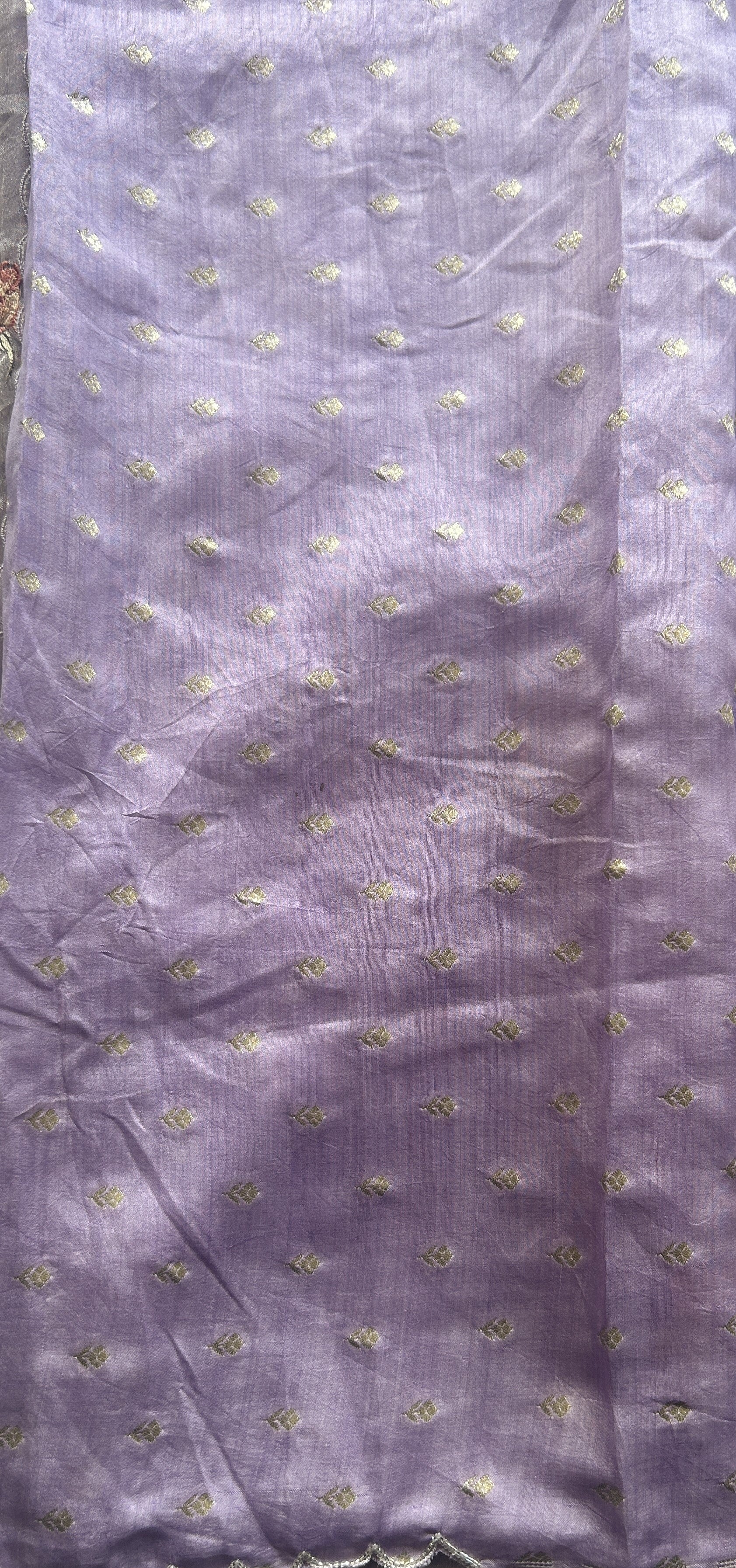 Banarasi Tissue Kora Saree Lavender Colored Complemented with a Scallop Border. - Sampradaya Designer Studio