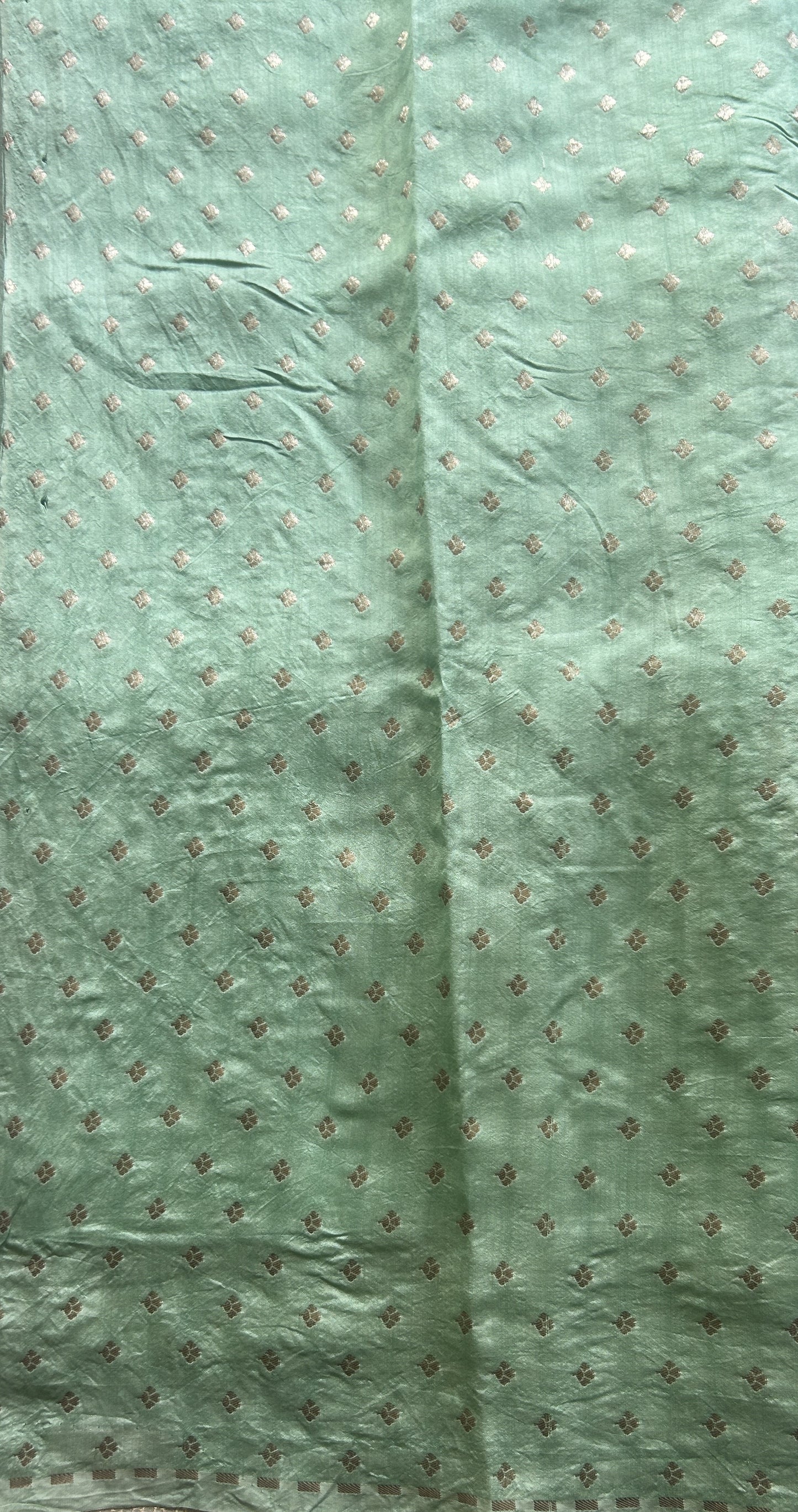 Banarasi Tissue Kora Saree Sea Green Colored Complemented with a Scallop Border. - Sampradaya Designer Studio