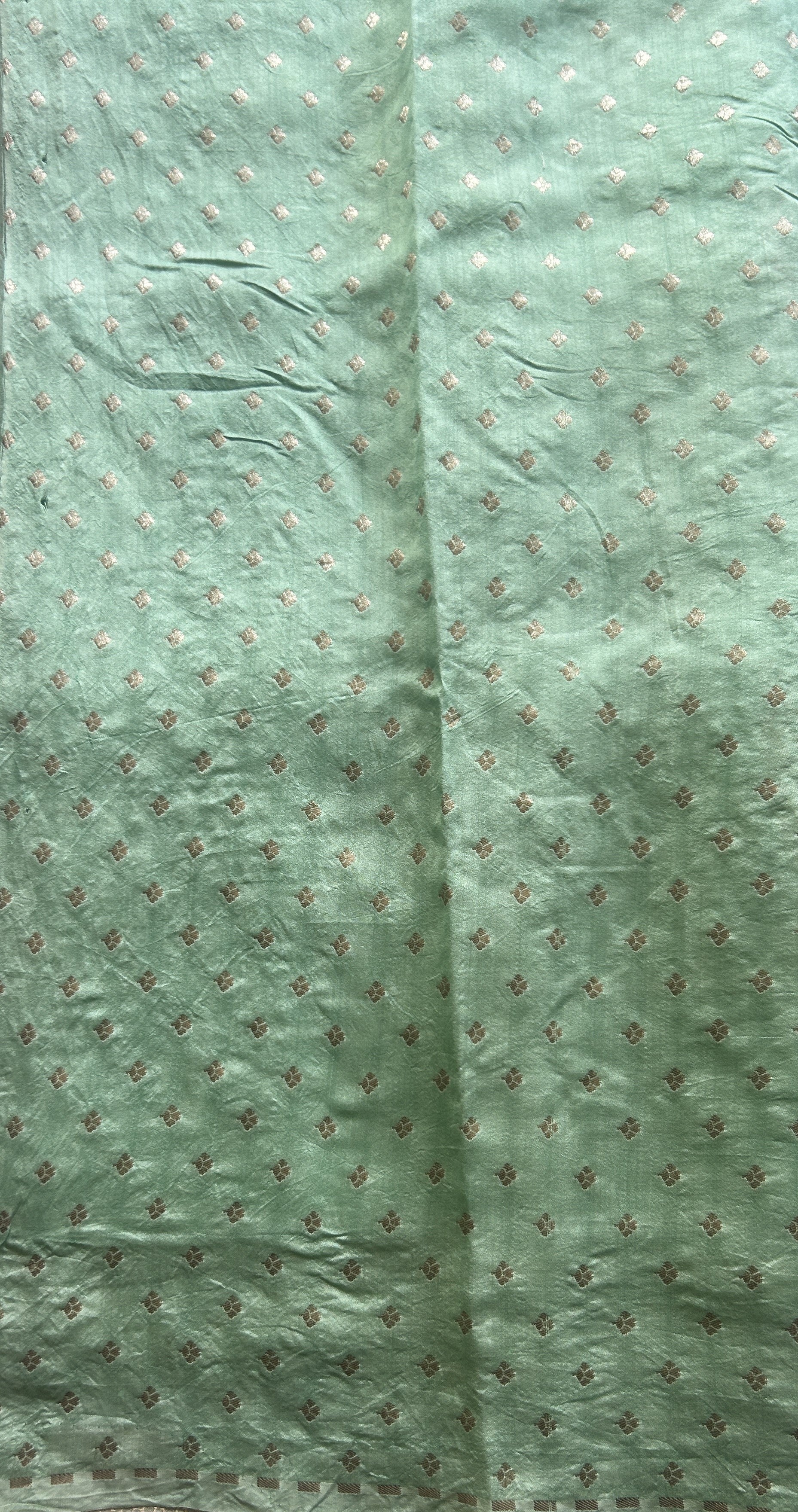 Banarasi Tissue Kora Saree Sea Green Colored Complemented with a Scallop Border. - Sampradaya Designer Studio