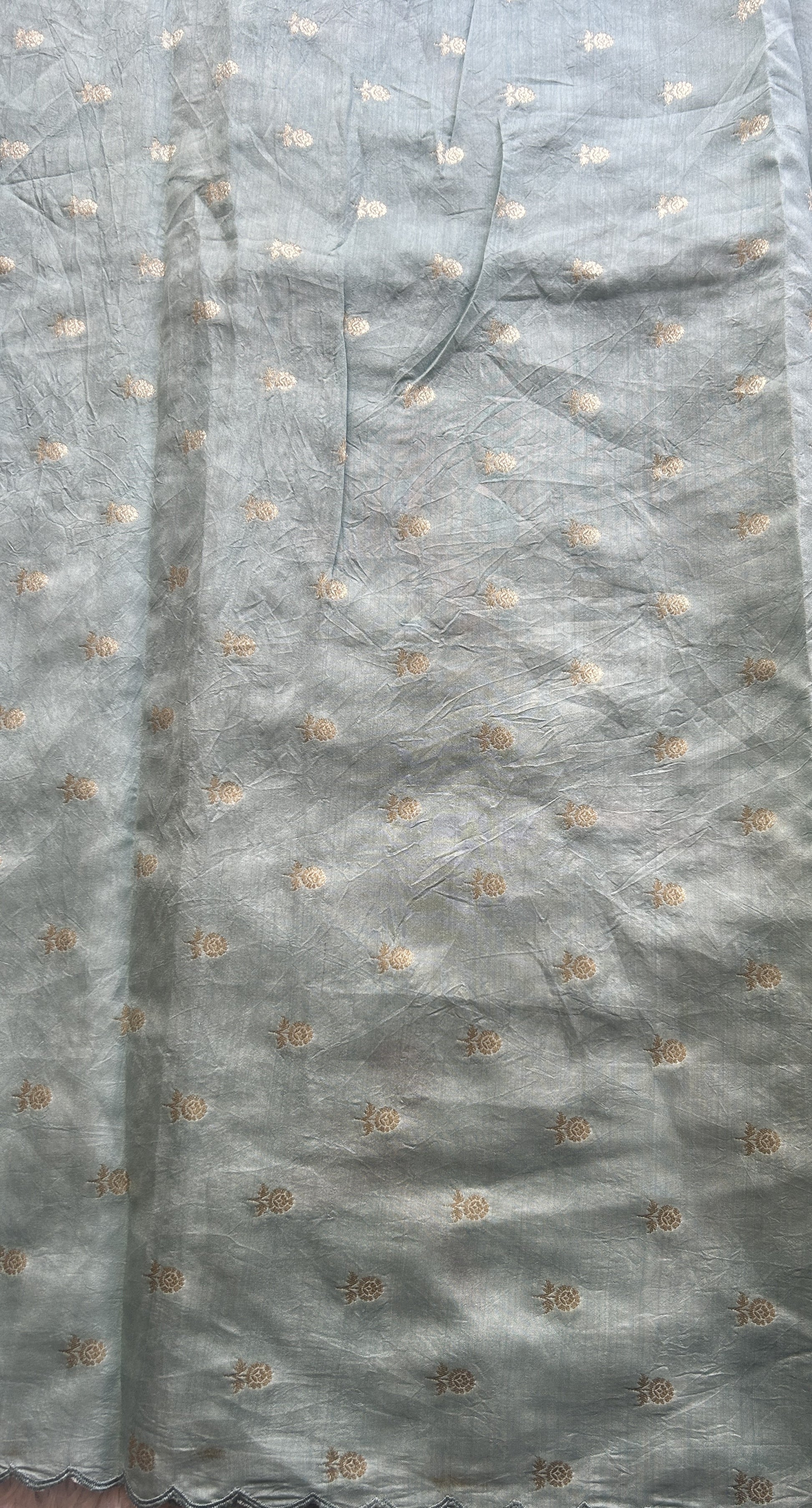 Banarasi Tissue Kora Saree Light Sky Blue Colored Complemented with a Scallop Border. - Sampradaya Designer Studio