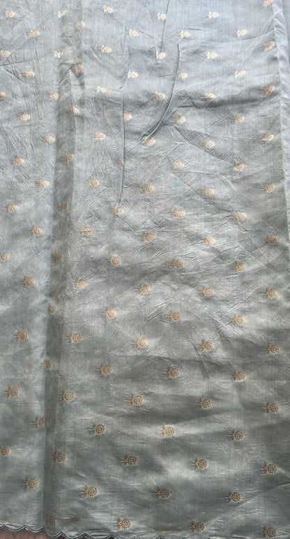 Banarasi Tissue Kora Saree Light Sky Blue Colored Complemented with a Scallop Border. - Sampradaya Designer Studio