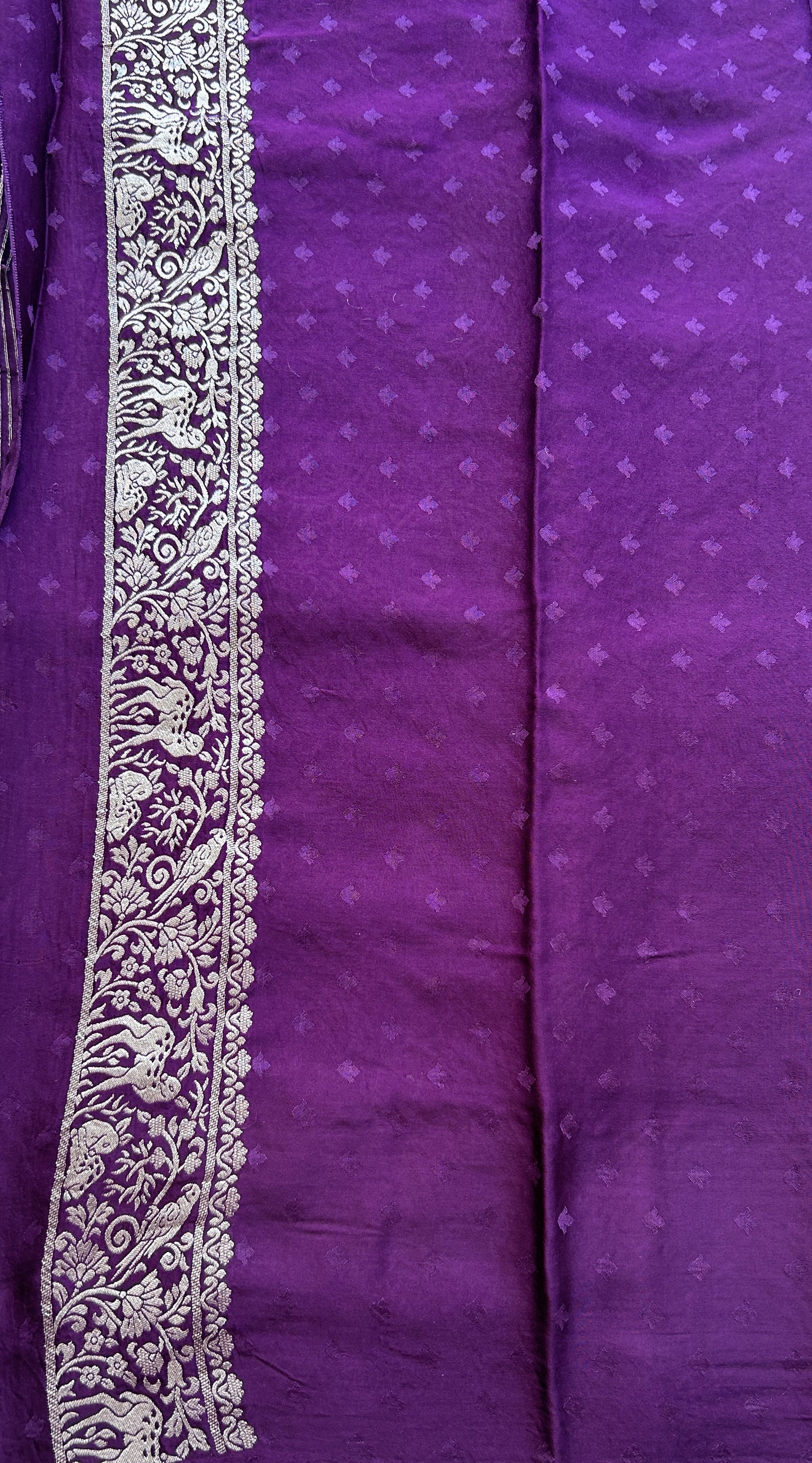 Banarasi Georgette Saree Purple Colored Complemented with a Zari border. - Sampradaya Designer Studio