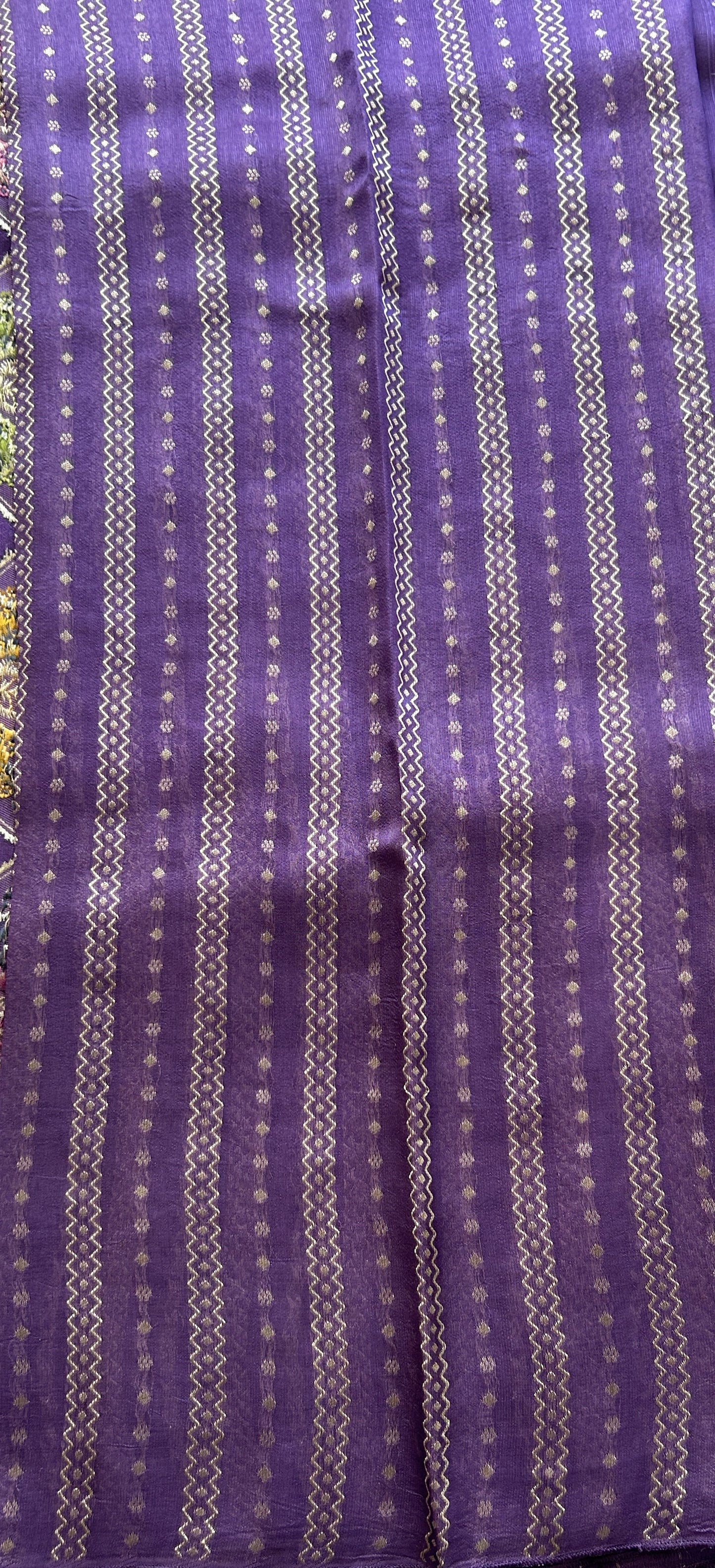 Banarasi Tussar Georgette Saree Lilac Colored Complemented with a Minakari border. - Sampradaya Designer Studio