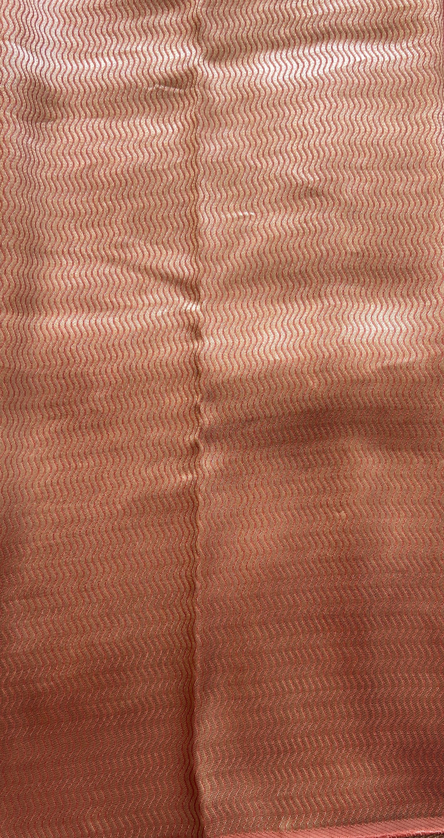 Banarasi Tussar Georgette Saree Dark Peach Colored Complemented with a Minakari border. - Sampradaya Designer Studio