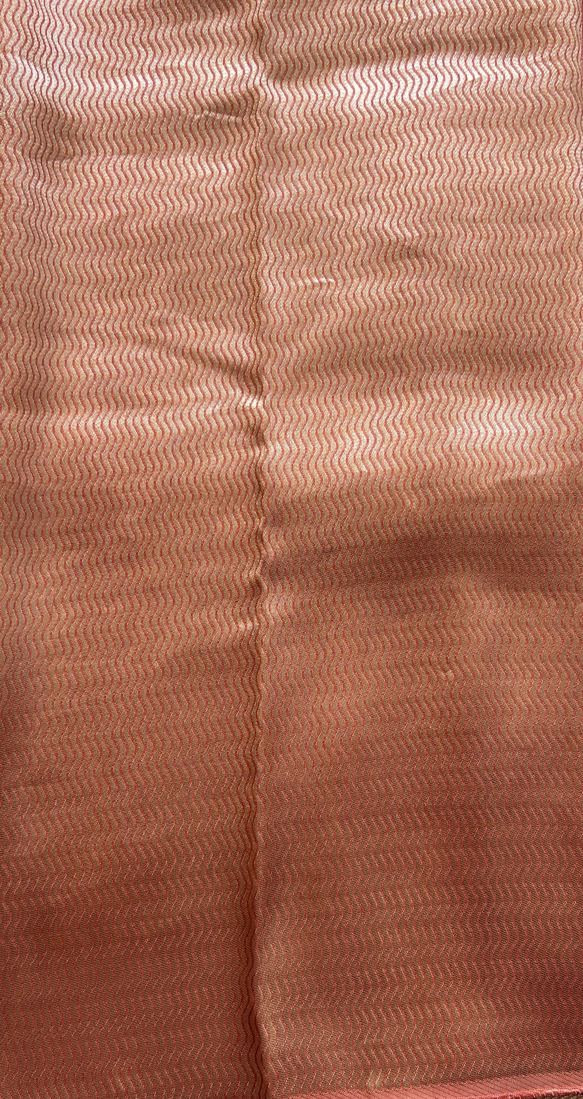 Banarasi Tussar Georgette Saree Dark Peach Colored Complemented with a Minakari border. - Sampradaya Designer Studio