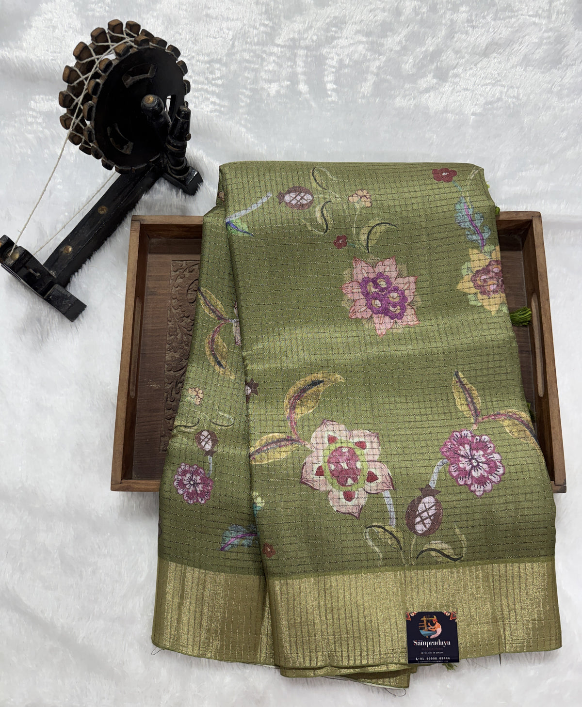 Semi Tussar Silk Saree -Violet color with Gold Zari Border - Elegant Fancy Saree for Party & Office Wear