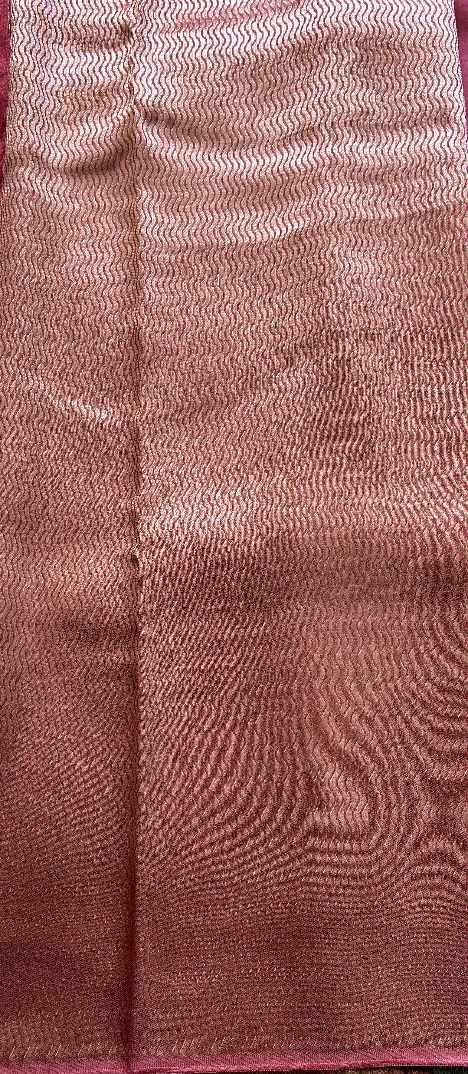 Banarasi Tussar Georgette Saree Rose Pink Colored Complemented with a Minakari border. - Sampradaya Designer Studio