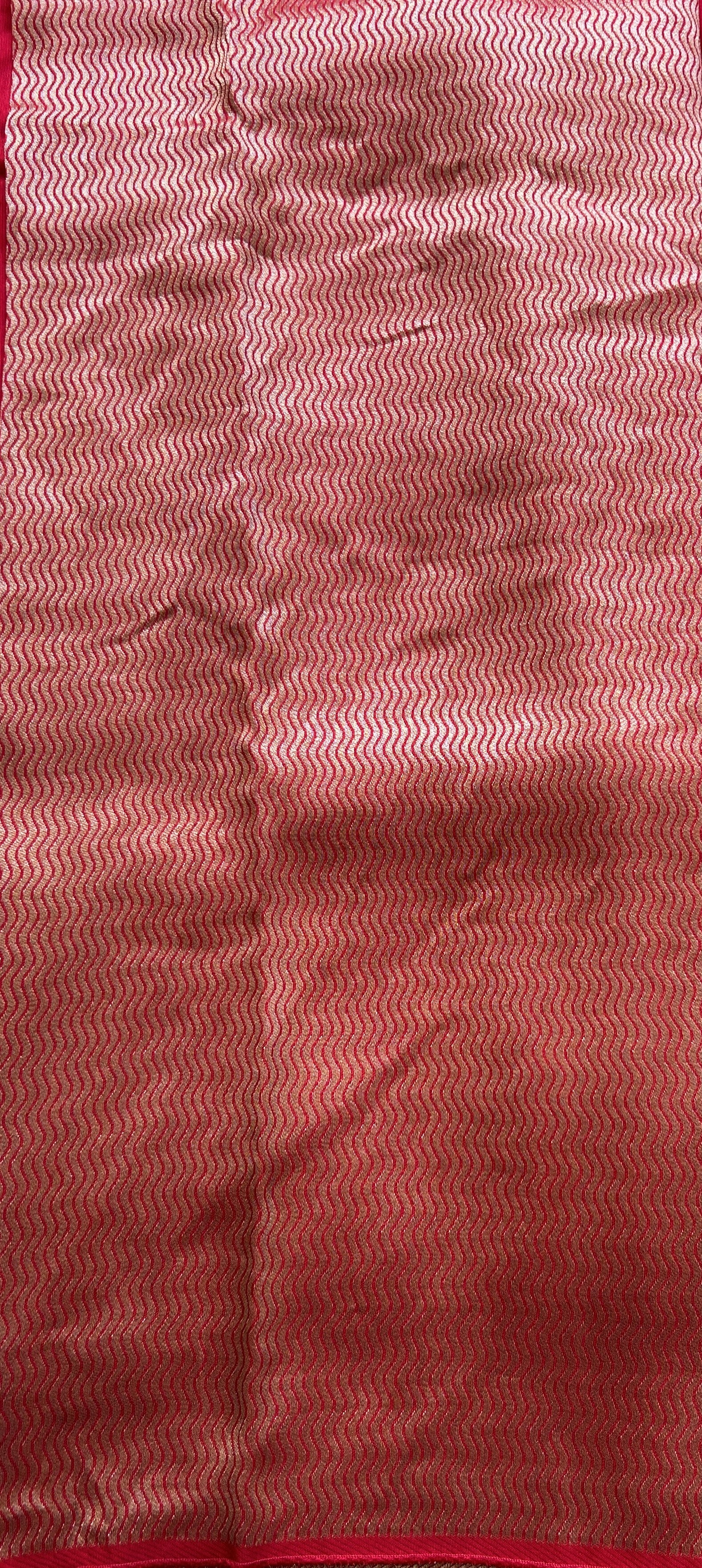 Banarasi Tussar Georgette Saree Hot Pink Colored Complemented with a Minakari border. - Sampradaya Designer Studio