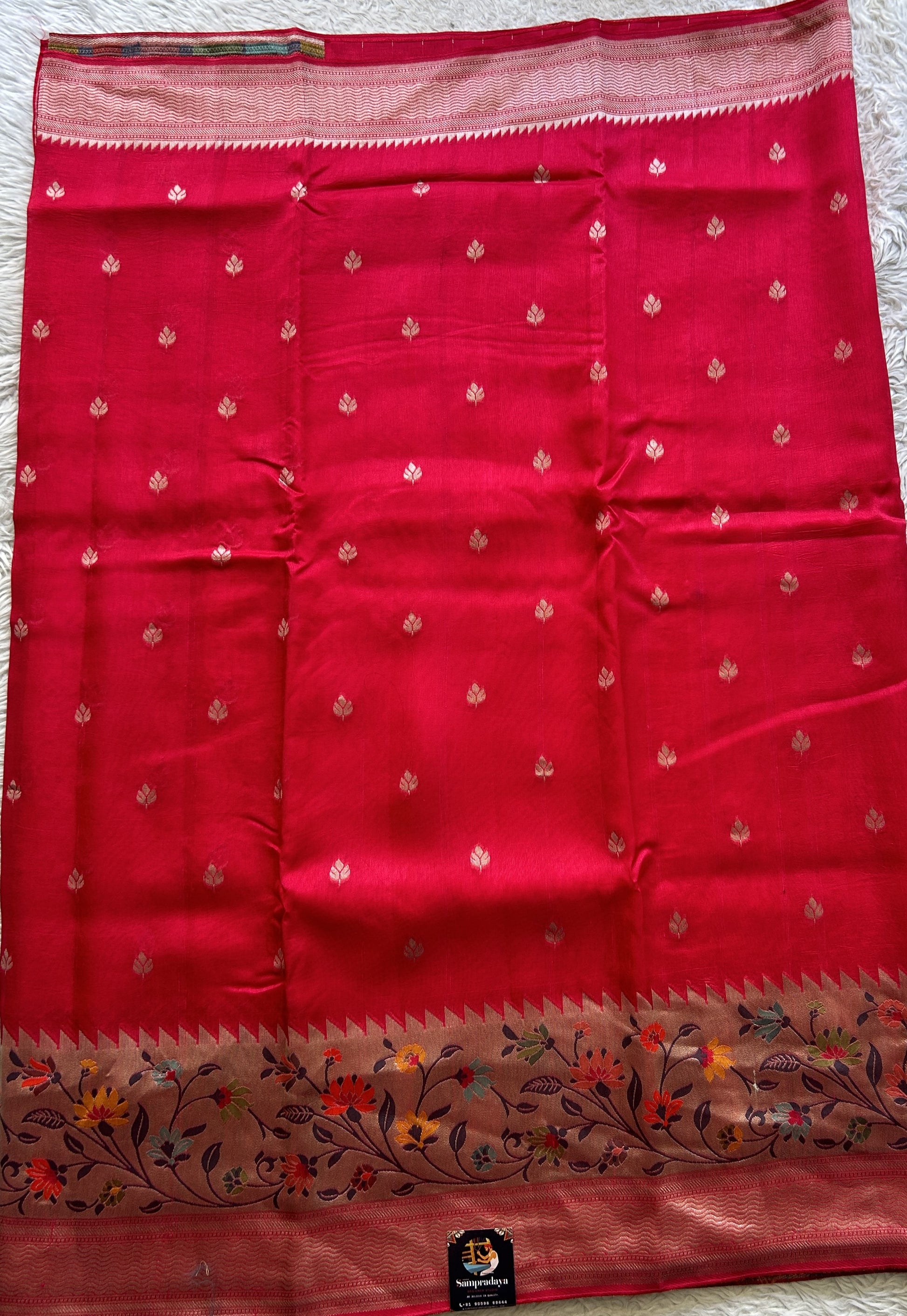 Banarasi Tussar Georgette Saree Hot Pink Colored Complemented with a Minakari border. - Sampradaya Designer Studio