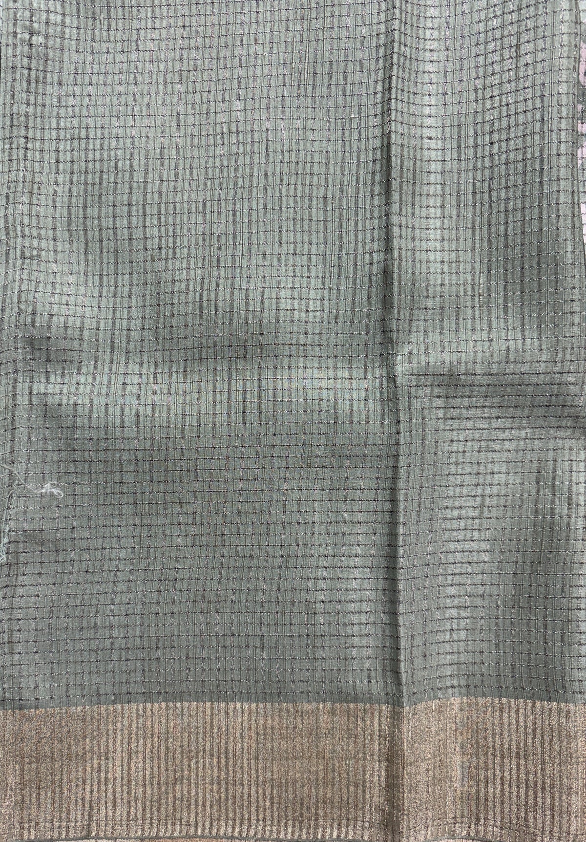 Semi Tussar Silk Saree -Sea Green color with Gold Zari Border - Elegant Fancy Saree for Party & Office Wear