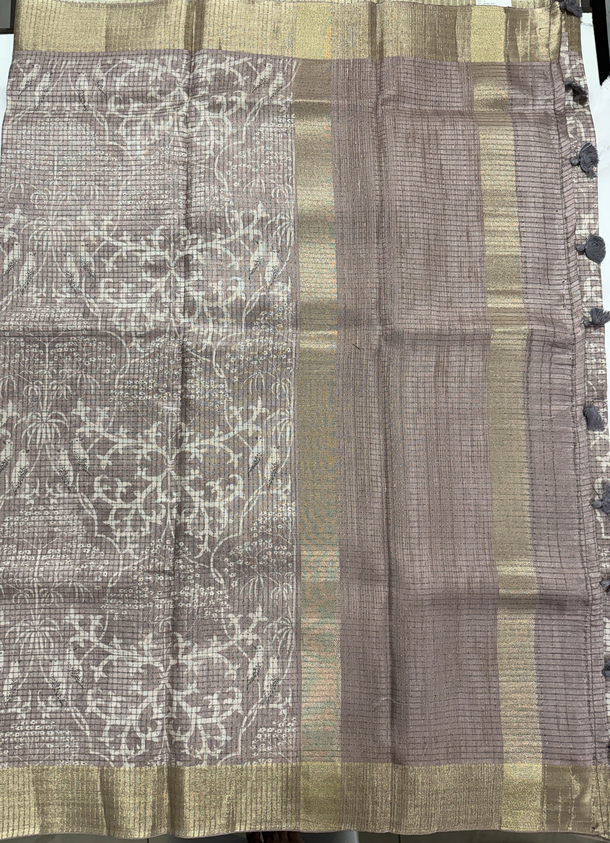 Semi Tussar Silk Saree -Onion Pink color with Gold Zari Border - Elegant Fancy Saree for Party & Office Wear