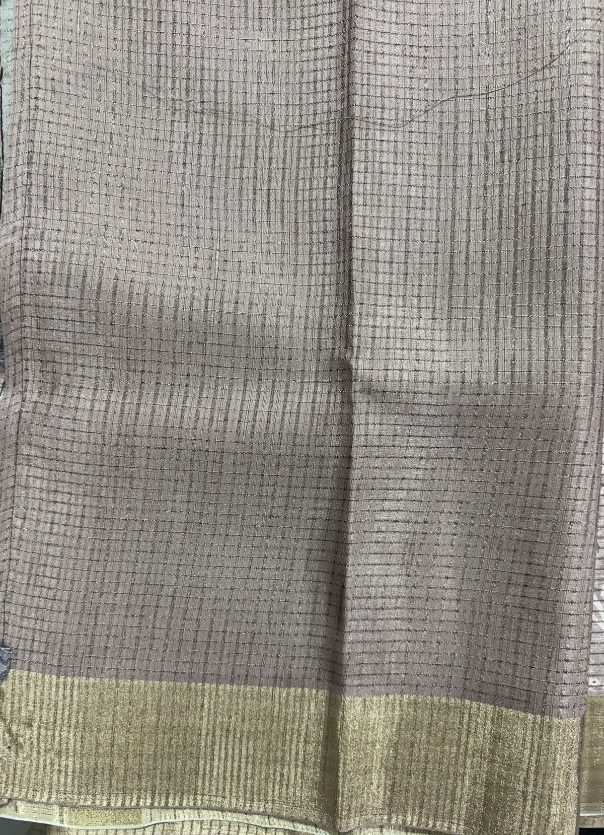 Semi Tussar Silk Saree -Onion Pink color with Gold Zari Border - Elegant Fancy Saree for Party & Office Wear