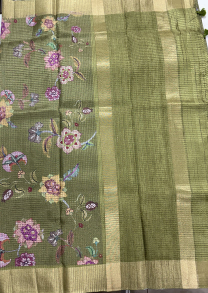 Semi Tussar Silk Saree -Violet color with Gold Zari Border - Elegant Fancy Saree for Party & Office Wear