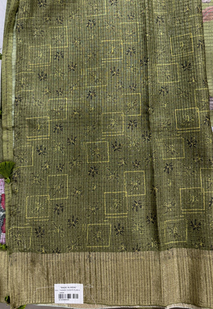 Semi Tussar Silk Saree -Violet color with Gold Zari Border - Elegant Fancy Saree for Party & Office Wear