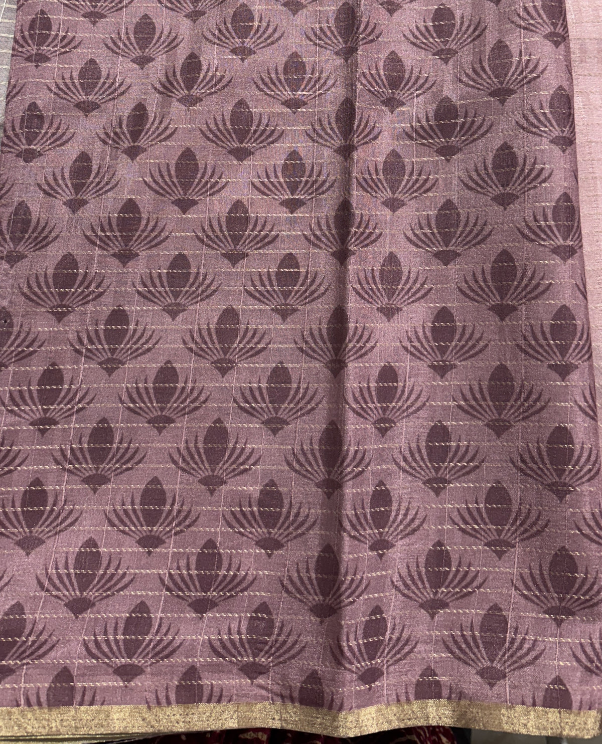 Semi Tussar Silk Saree -Baby Pink color with Gold Zari Border - Elegant Fancy Saree for Party & Office Wear