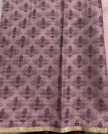 Semi Tussar Silk Saree -Baby Pink color with Gold Zari Border - Elegant Fancy Saree for Party & Office Wear