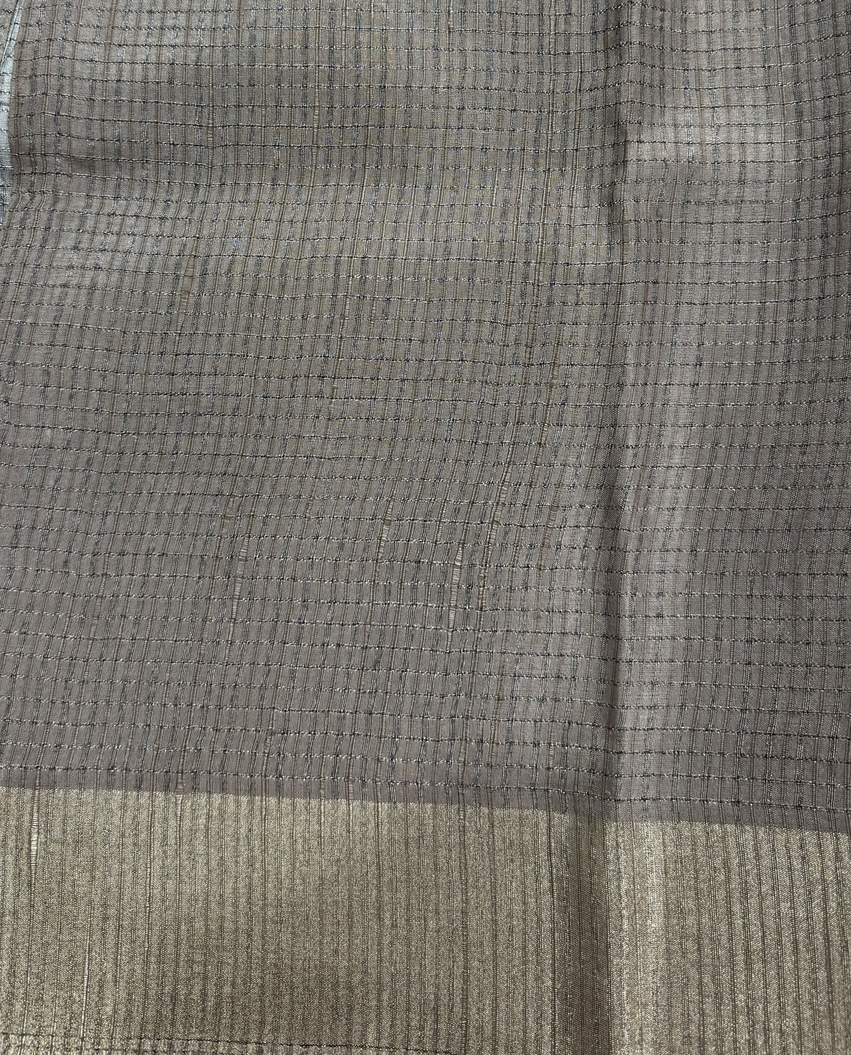 Semi Tussar Silk Saree -Sage Green color with Gold Zari Border - Elegant Fancy Saree for Party & Office Wear